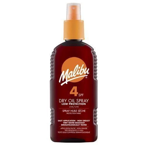 Malibu Sun Olio Secco SPF4 Protezione Bassa Spray 200 Ml 1 Malibu Sun Olio Secco SPF4 Protezione Bassa Spray 200 Ml