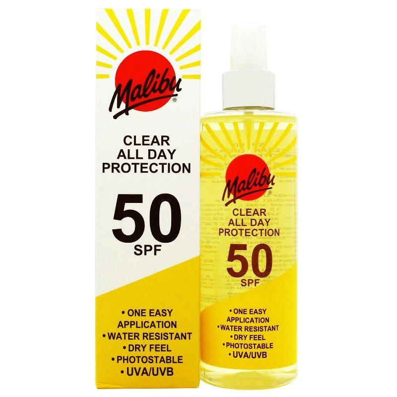 Malibu Once Daily Clear Protection Spray SPF50 250ml 1 Malibu Once Daily Clear Protection Spray SPF50 250ml