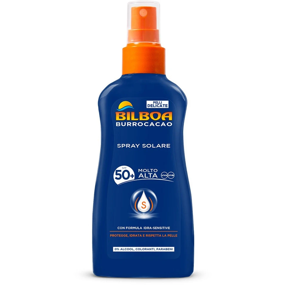 BILBOA SPRAY SOLARE NO GAS SPF 50+ Protezione Molto Alta 200ml Linea BURROCACAO 1 BILBOA SPRAY SOLARE NO GAS SPF 50+ Protezione Molto Alta 200ml Linea BURROCACAO