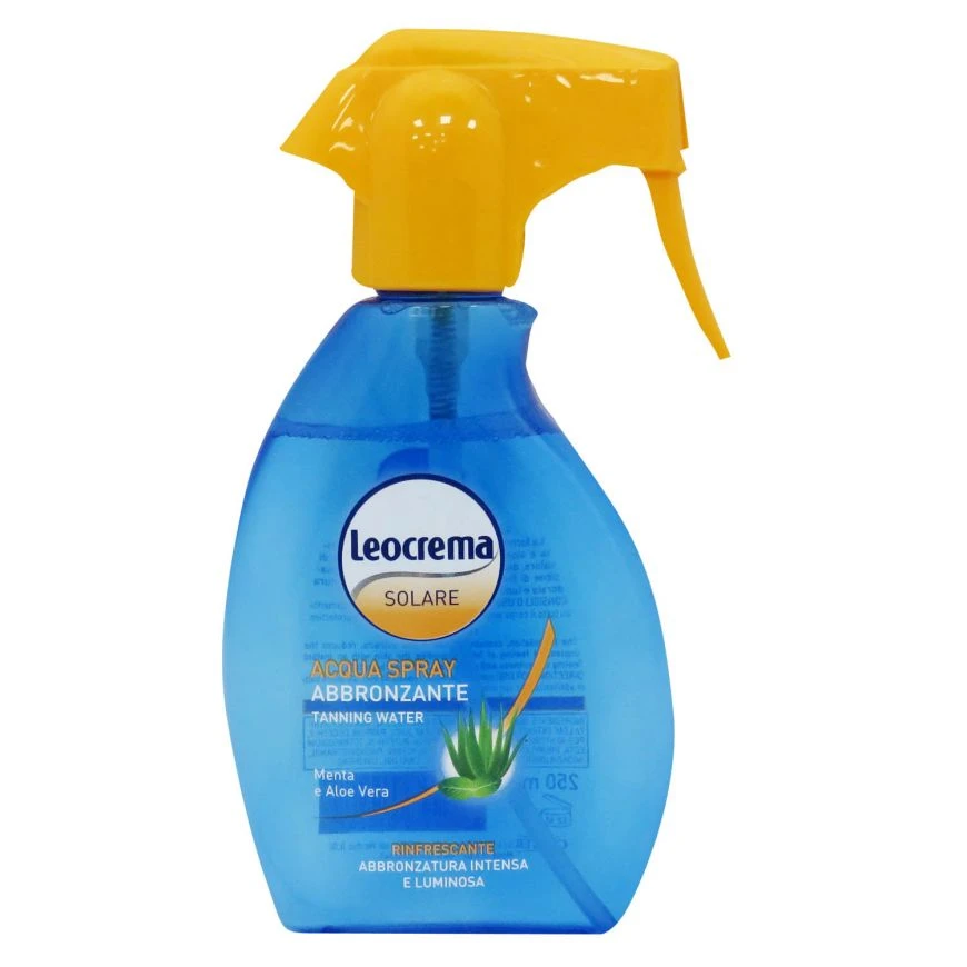 LEOCREMA SOLARE ACQUA SPRAY ABBRONZANTE MENTA E ALOE VERA 250ml 1 LEOCREMA SOLARE ACQUA SPRAY ABBRONZANTE MENTA E ALOE VERA 250ml