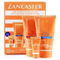 Lancaster Sun Box Confezione Regalo SPF30 50 Ml Latte Vellutante Protettivo + 50 Ml Ottimizzatore Di Abbronzatura + SPF50 3 Ml Crema Solare Per Pelli Sensibili